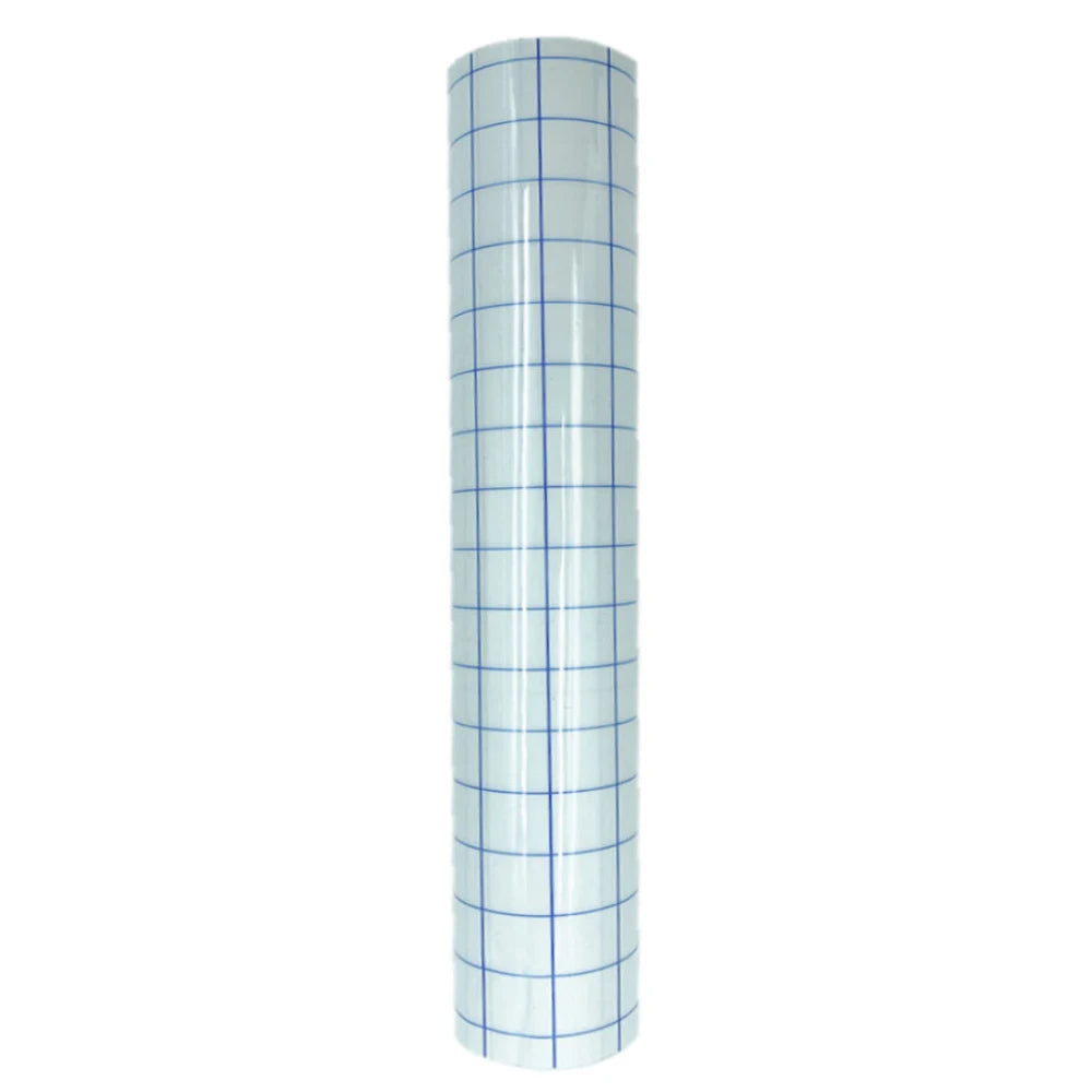 12 x 196 Inch Clear Vinyl Application Tape – Blue/Red Grid Transfer Paper for Car, Wall, and Craft Decals
