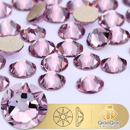 QIAO 2088 Crystal Nail Art Rhinestones — Flat Back Non-Hotfix Strass for DIY Nail Decorations (8 Big + 8 Small)