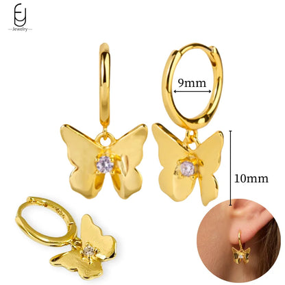 925 Sterling Silver Gold Tassel Earrings - Vintage Crystal Long Chain Hoop Jewelry for Women