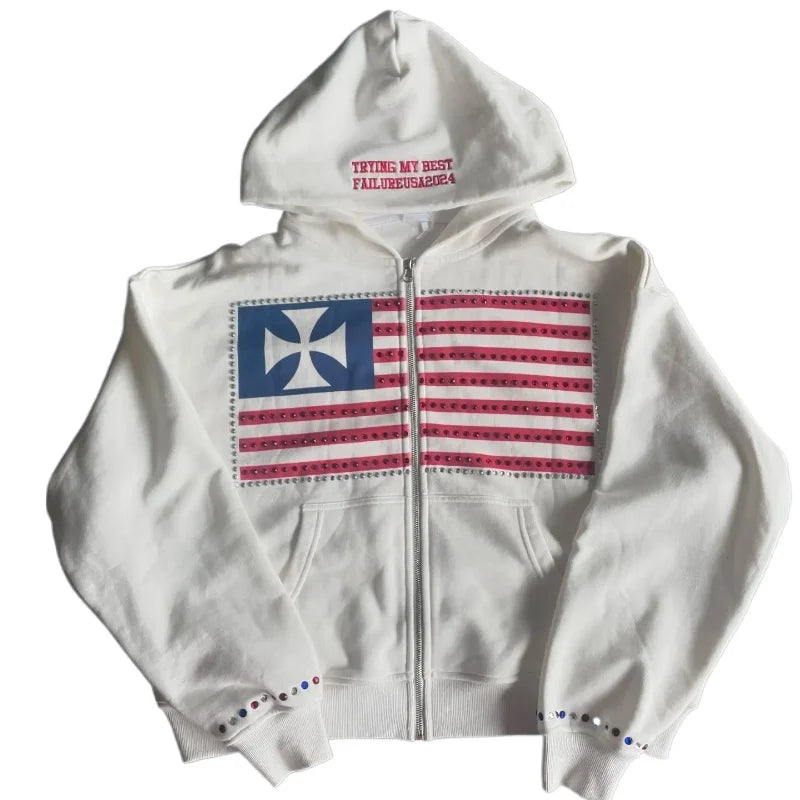Autumn Winter Women’s Hooded Sweatshirt – Minimalist Colorblock Y2K Loose Zipper Hoodie