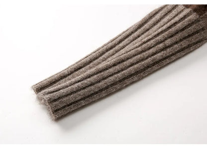 Turtleneck Knitted Sweater for Women – Autumn/Winter Warm Thick Pullovers, Wool Knit Crochet Y2K Split Jumper Cardigan