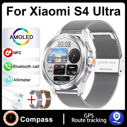 S4 Ultra Xiaomi Smart Bracelet — AMOLED HD Screen Men’s Watch with Bluetooth Call, GPS, NFC, Heart Rate & Compass Tracking