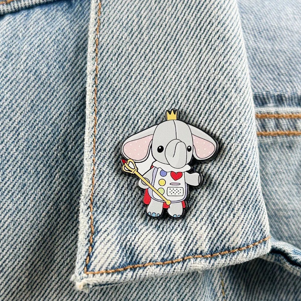 Cutie the Elephant Brooch – Kawaii Animal Lapel Pin, Action Adventure Game It Takes Two, Gamer Couple Gift