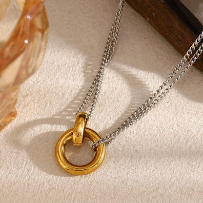 MamacitaSlay Minimalist Stainless Steel Necklace – Double Color Waterproof Charm Jewelry for Women Party Gift