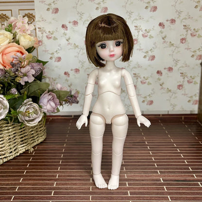 30cm 1/6 BJD Ball Jointed Doll – Starry Gray Eyes with Lolita Fashion Dress, DIY Toy Gift for Girls