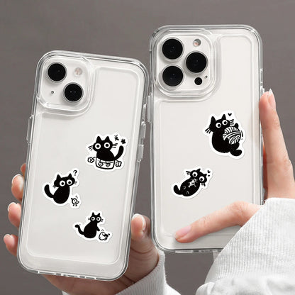 500pcs Cartoon Black Cat Stickers – Cute DIY Decals for Laptops, Scrapbooks, Diaries, Guitars, Helmets & Water Bottles