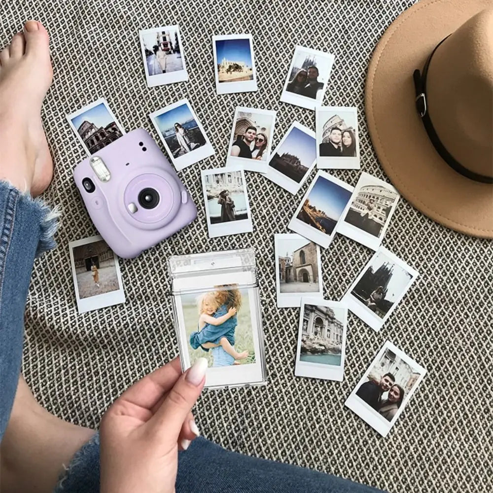 3-Inch Film Clear Photo Storage Box - Instant Camera Photo Case for Fujifilm Instax Mini 12/11/9/8/7 with Strap