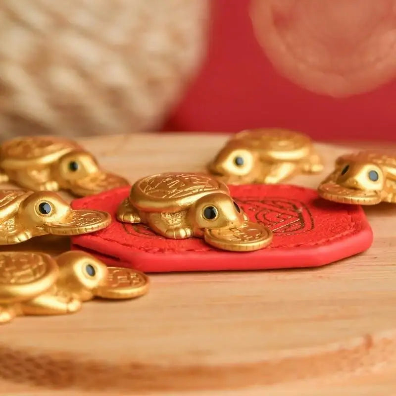 Money-Biting Turtle Ornament - Mini Feng Shui Lucky Turtle Charm for Longevity, Protection and Wealth