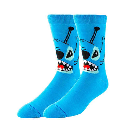 5/6 Pairs Miniso Disney Lilo & Stitch Socks – Hip Hop Street Style Anime Crew Socks for Men and Women, Novelty Cute Casual Socks
