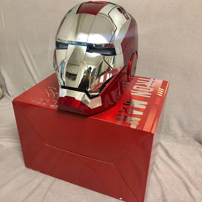 1:1 Iron Man Helmet Mk5 to Mk50 – Avengers War Machine Cosplay with Electric Open/Close, English Voice & Remote Control, Christmas Gift Toy