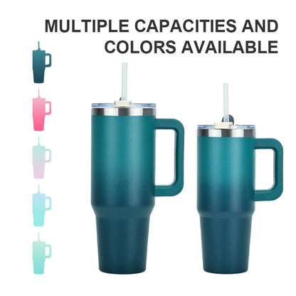 30/40oz Stainless Steel Insulated Tumbler – Large Thermos Bottle with Handle for Gym, Sports & Travel