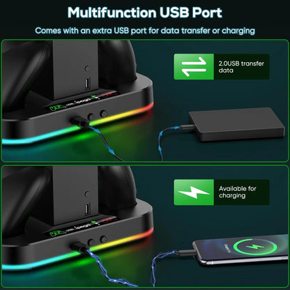 IPEGA Cooling Stand for Xbox Series S – RGB Light, Charging Station with 2x1400mAh Batteries, 3-Speed Adjustable Cooling Fan