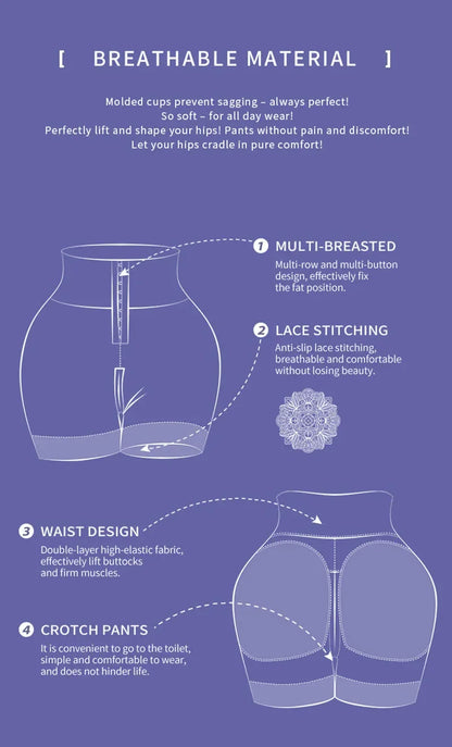 AfruliA Purple BBL Shorts – Colombian Fajas Shapewear Waist Trainer Corset Body Shaper Control Panties Lifter