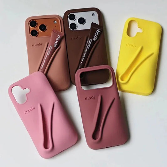 Soft Silicone iPhone Case for 17/16/15/14/13/12/11 Pro Max Plus Air - Lipstick Style Portable Protective Phone Cover