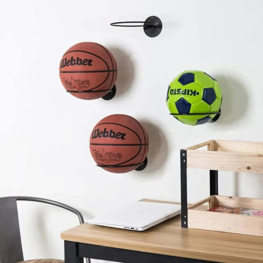 Iron Basketball, Football & Volleyball Storage Rack – Wall-Mounted Household Ball Storage Rack