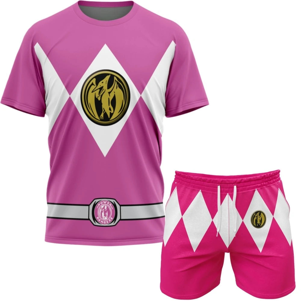 2026 Power Rangers Oversized Sportswear Set - Breathable Quick-Dry Tee & Shorts for Men & Women