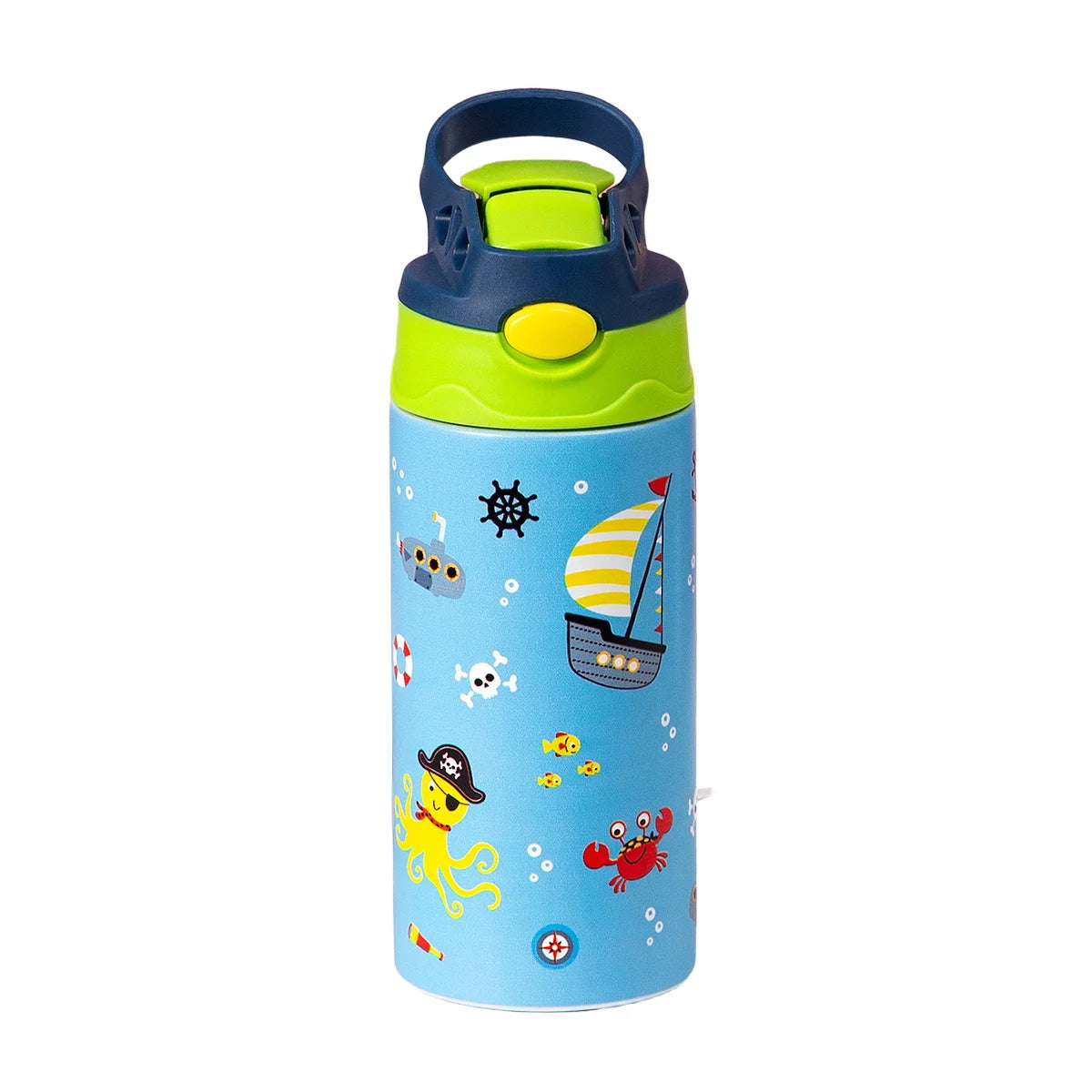 Cartoon Stainless Steel Insulated Cup — Animal Print Thermal Tumbler with Straw Lid, Bow Design Coffee Cup Gift
