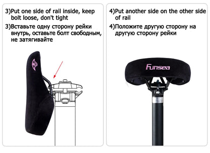 Funsea Wheelie Bike Seat – Pink Flannelette Stunt Saddle for Girls with 8mm Rail & Embroidered Logo