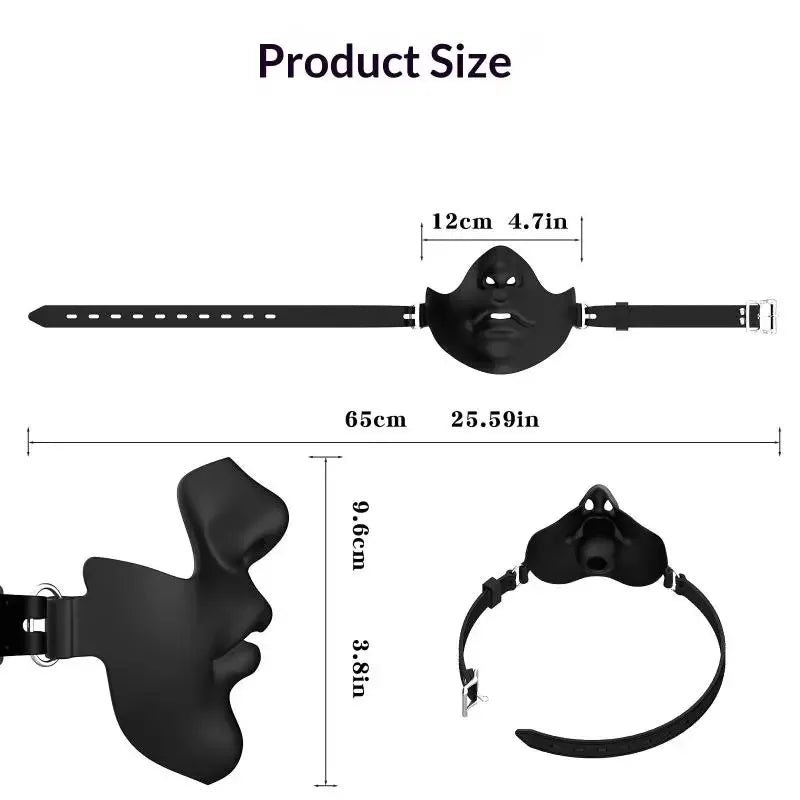 Black Resin Half Face Mask - Adjustable Buckle Strap Realistic Human Face Design for Halloween Cosplay & Costume Parties