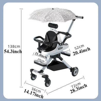 Lightweight Double Stroller with Canopy — Twin Umbrella Stroller for Infants & Toddlers, Compact Foldable Aluminum Frame