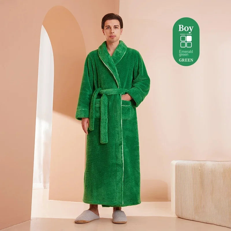 2025 Autumn Winter Cotton Robe – Thick Comfortable Large-Size Bathrobe for Men & Women, Luxury Couple Pajamas
