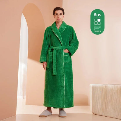 2025 Autumn Winter Cotton Robe – Thick Comfortable Large-Size Bathrobe for Men & Women, Luxury Couple Pajamas