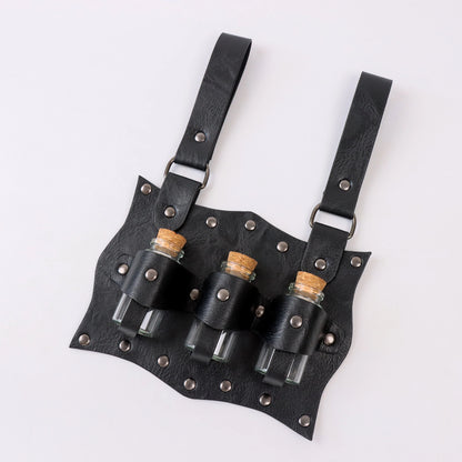 Renaissance Costume Belt Set – Leather Pouch with 3 Potion Bottles, Medieval Festival & Halloween Waist Accessories