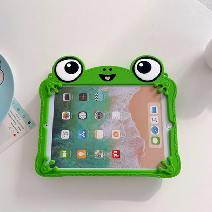 3D Cartoon Frog iPad Case - Soft Silicone Protective Cover with Stand