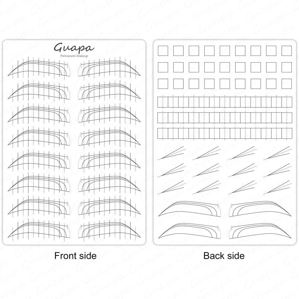 Silicone Practice Skin for Permanent Makeup — Double-Sided Latex Sheet with Brows Design for Hair Stroke Training