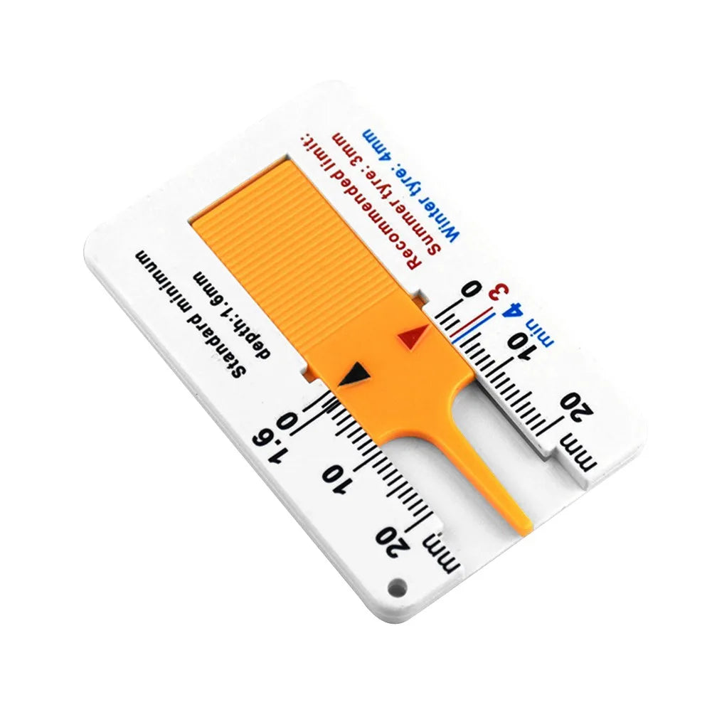 Auto Car Tire Tread Depth Gauge - 0-20mm Depthometer, Plastic Wheel Measure Tool for Tread Indicator