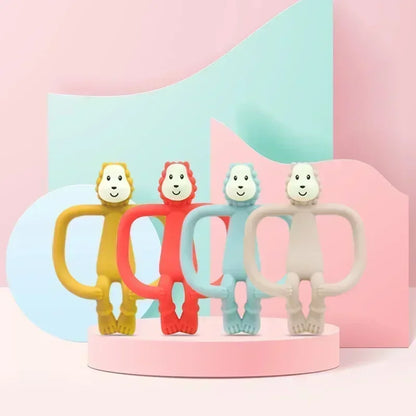 BPA-Free Silicone Lion Teether Toy for Newborns & Infants – Safe Cute Baby Teething Toy with Storage Box