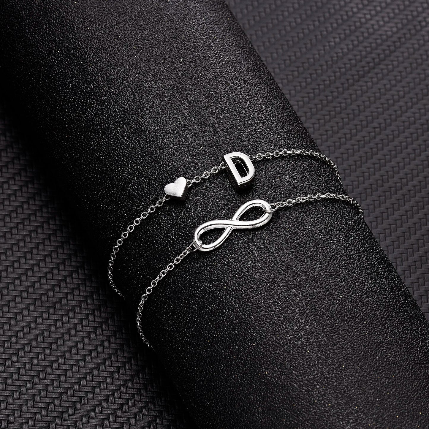 Bohemia A-Z Letter Initial Anklet for Women - Silver Heart Initial Anklet Bracelet, Beach Party & Travel Foot Jewelry