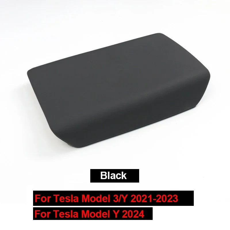 Tesla Model 3/Y 2023-2024 Armrest Protector Box Cover – Soft White TPE Center Console Pad for Model 3 Highland