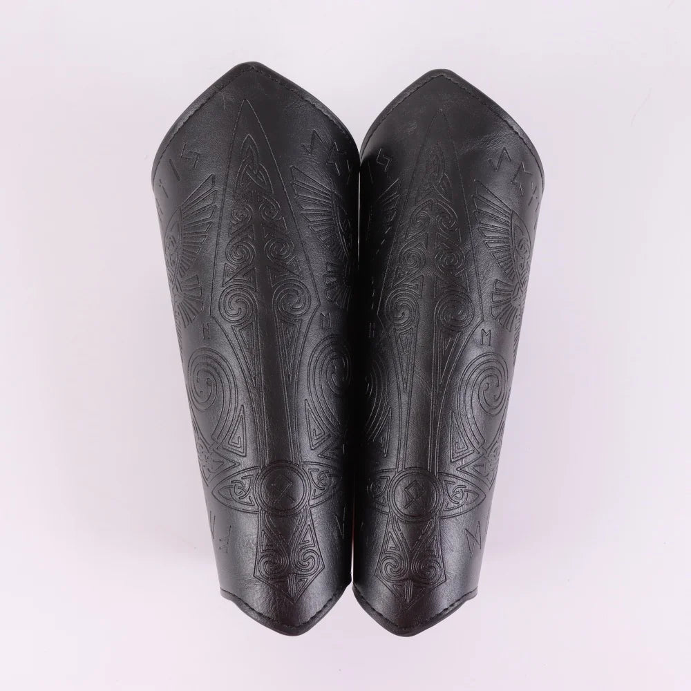 Medieval Gothic Armor Gloves - PU Leather Lace-Up Bracers, Wide Cuff Arm Warmers for Renaissance, Pirate, and Knight Costumes