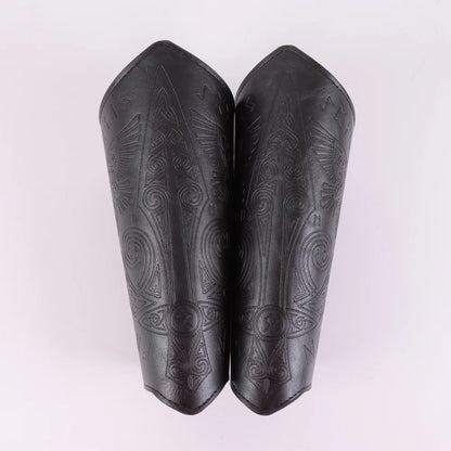 Medieval Gothic Armor Gloves - PU Leather Lace-Up Bracers, Wide Cuff Arm Warmers for Renaissance, Pirate, and Knight Costumes