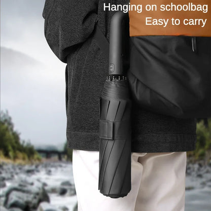 Ultimate 125CM Windproof Folding Umbrella for Men - Double Bone, Reinforced, and Water Resistant with Large Buckle Handle