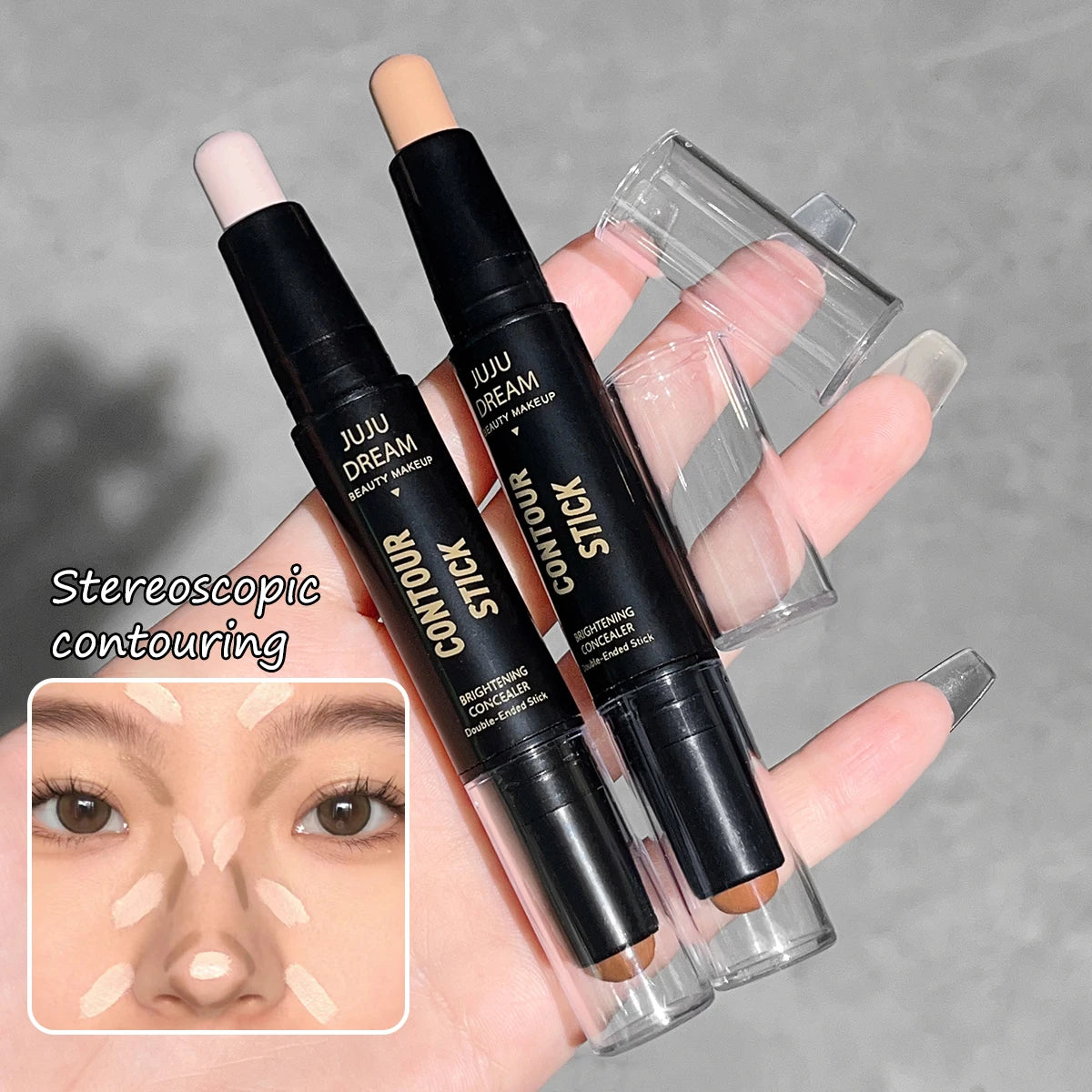 Double-Ended Dual-Purpose High-Light Trimming Stick – 3D Contour, Nose Shadow, Facial Shaping, Brightening & Trimming