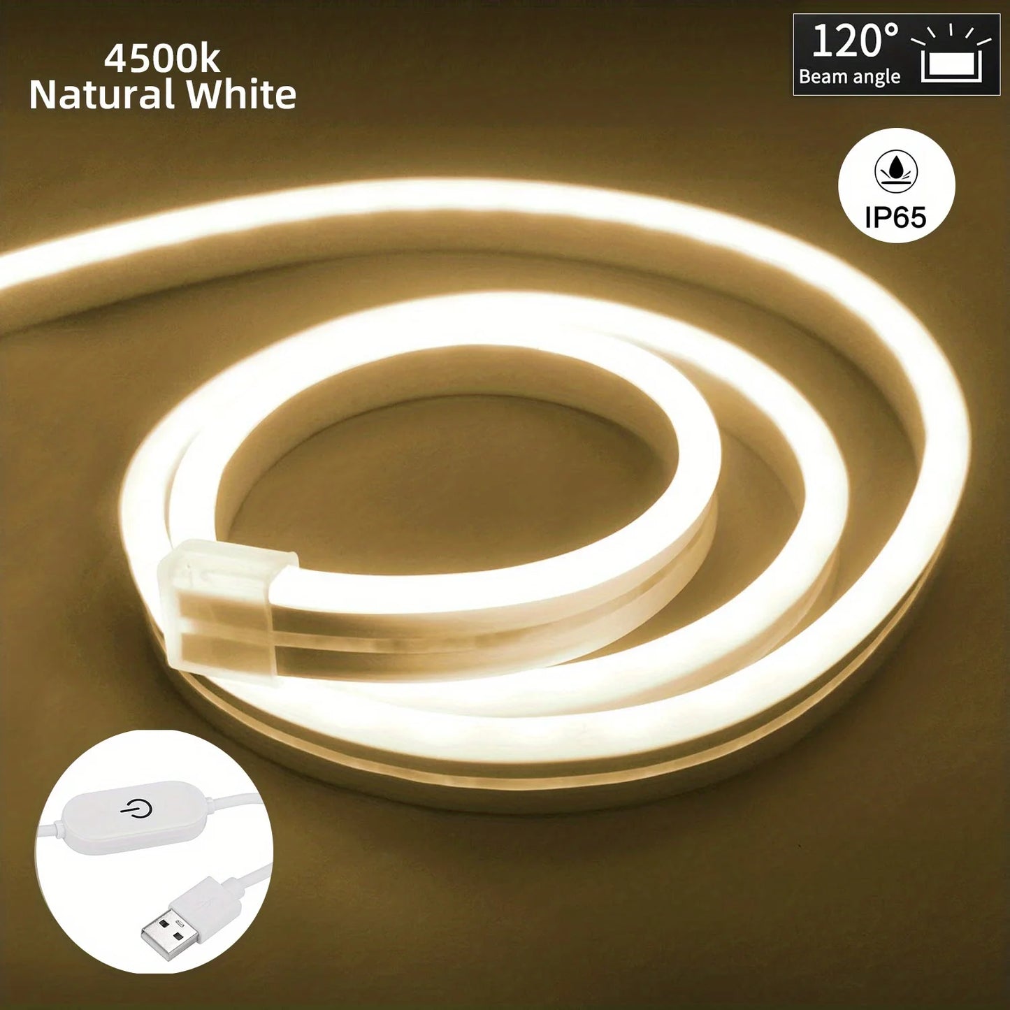 USB DC 5V LED Neon Strip Light – Dimmable Flexible Silicone Waterproof Tape with Touch Sensor for Indoor & Outdoor Room Decor