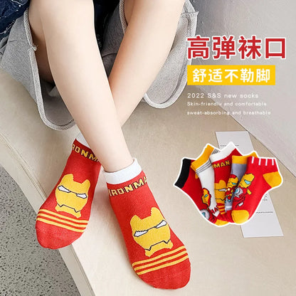 5 Pairs Spiderman Kids Socks – Anime Cartoon Short Socks for Boys & Girls, Summer & Spring Baby Boat Socks Gift for Ages 1-12 Years
