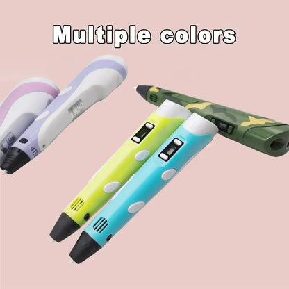 Electronic 3D Printing Pen with 9M PLA — High-Temperature 3D Graffiti Tool & Intelligent Toy Gift for Christmas & Birthday
