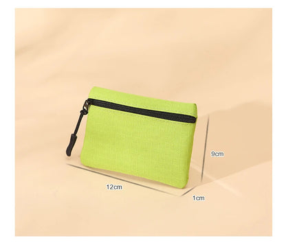 Canvas Mini Coin Purse with Zipper – Cute Solid Color Key & Money Pouch for Kids, Women & Men