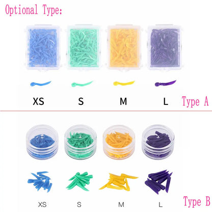 100pcs Disposable Dental Wedges – Plastic Arc Concave Diastema Wedges with Circular Hole for Dentist Use