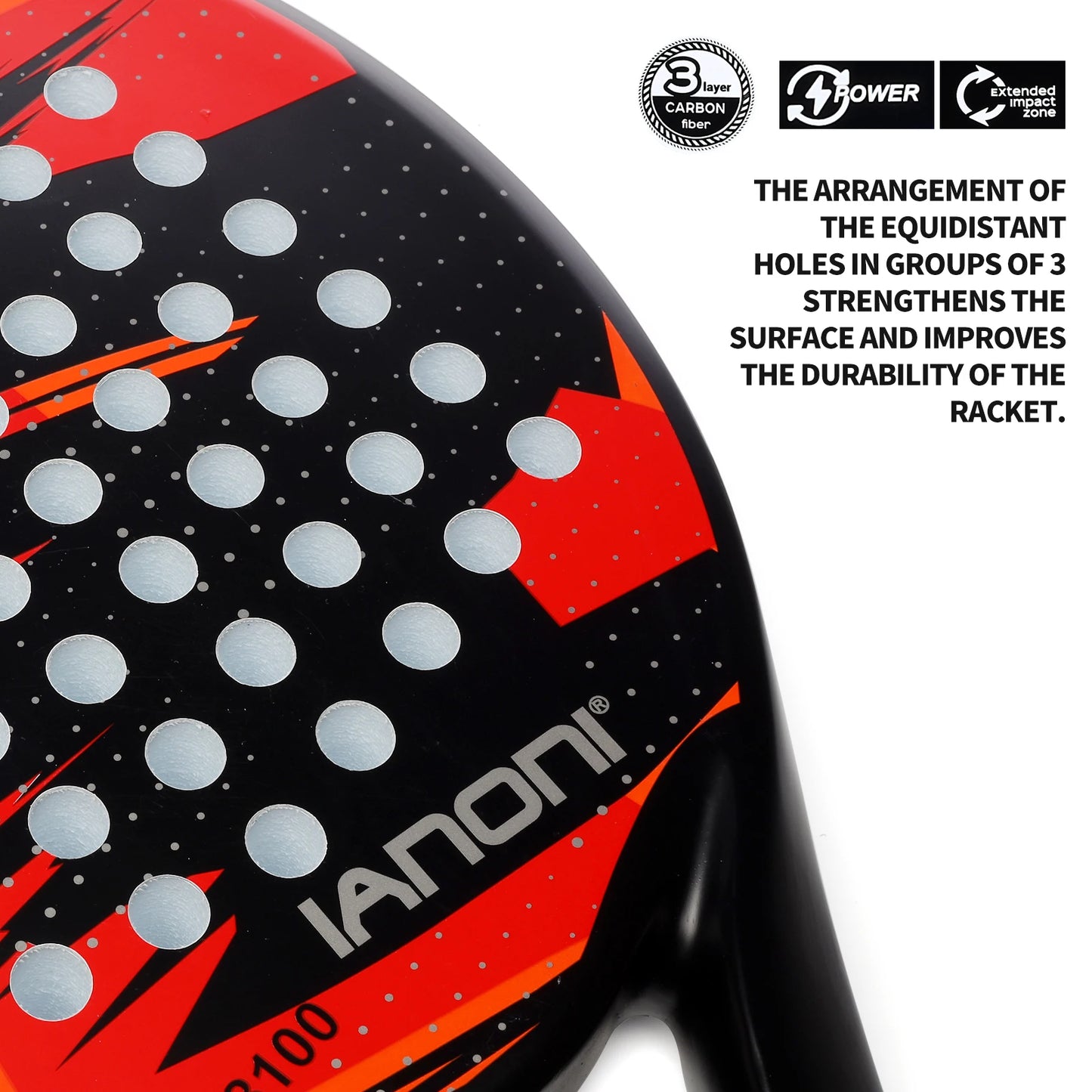IANONI Padel Racket - Lightweight Carbon Fiber Surface with EVA Memory Flex Foam Core Tennis Racquets