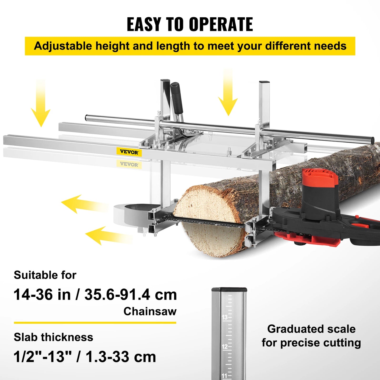 SucceBuy Chainsaw Mill - 24/36/48 Inch Portable Sawmill Guide Bar for Wood Lumber Planking & Cutting