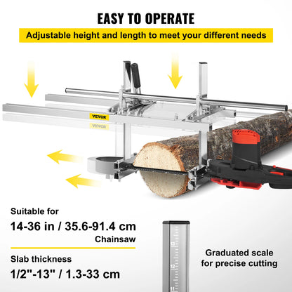 SucceBuy Chainsaw Mill - 24/36/48 Inch Portable Sawmill Guide Bar for Wood Lumber Planking & Cutting