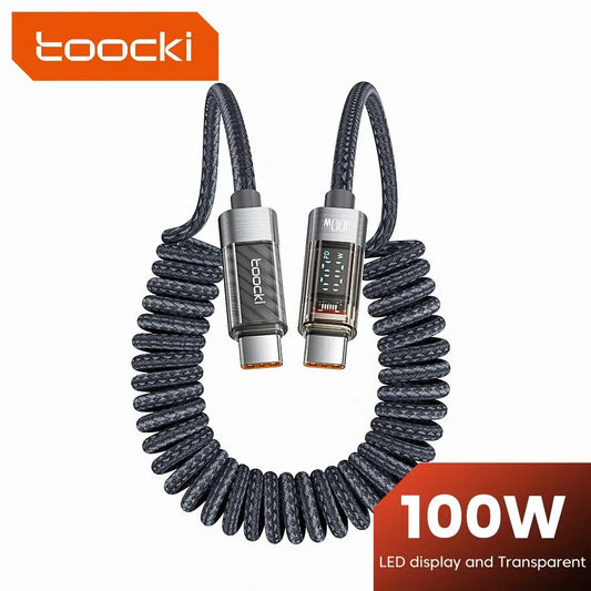 Toocki Type-C to Type-C Cable - 100W Display Fast Charging USB-C PD Cable, Transparent for iPhone 15, Xiaomi, MacBook