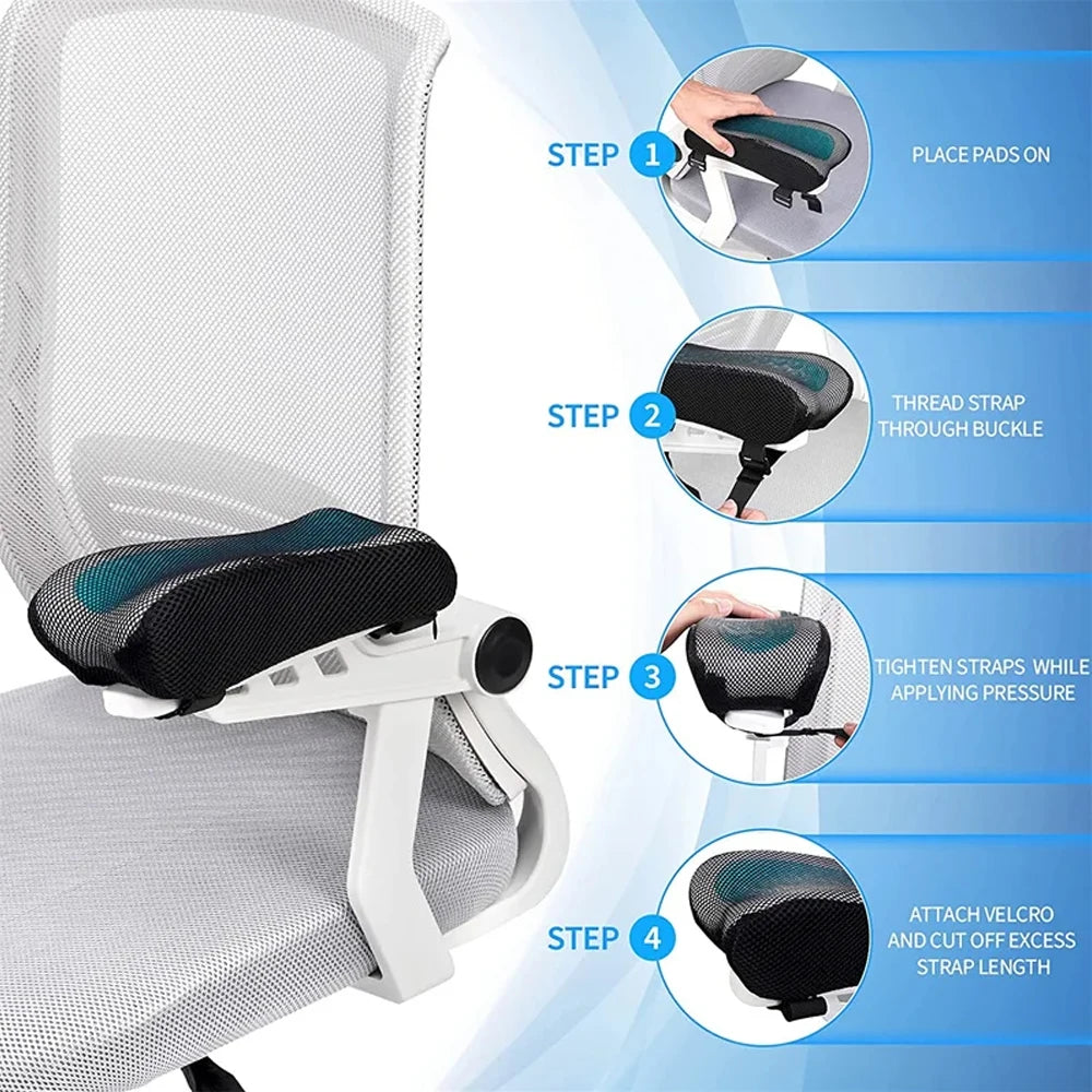 Memory Foam Office Chair Armrest Pad – Comfortable Elbow Support Cushion for Home, Office & Gaming Chairs