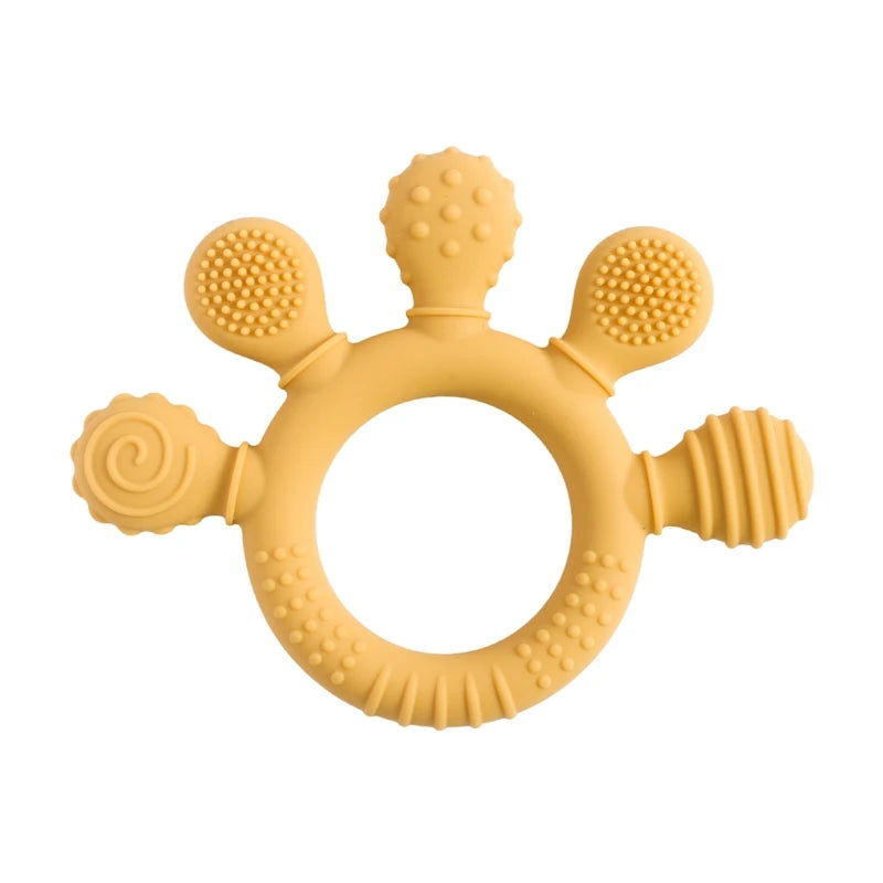 Baby Silicone Teether Toy - BPA Free Dental Chew Ring Bracelet for Infant Teething Relief and Kids Gift