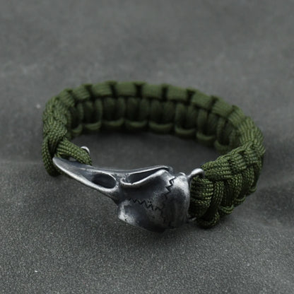 Odin Crow Skeleton Viking Bracelet - Norse Rune Bead Paracord Rope Valknut Eagle Pendant Amulet Jewelry Gift