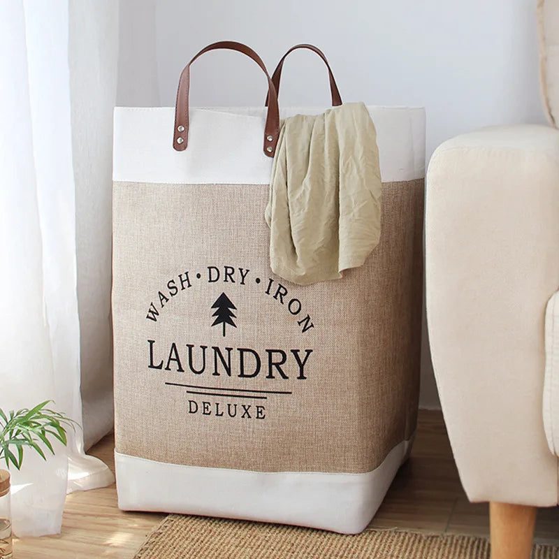 Large Capacity Fabric Laundry Basket — Foldable Dirty Clothes Storage Bin, Portable Household Storage Box